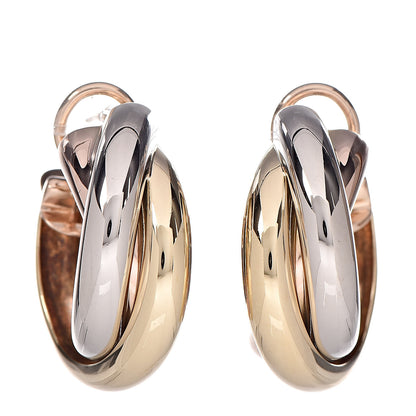 Cartier 18K Pink Yellow White Gold 9.5mm Trinity Hoop Earrings 1 of 4