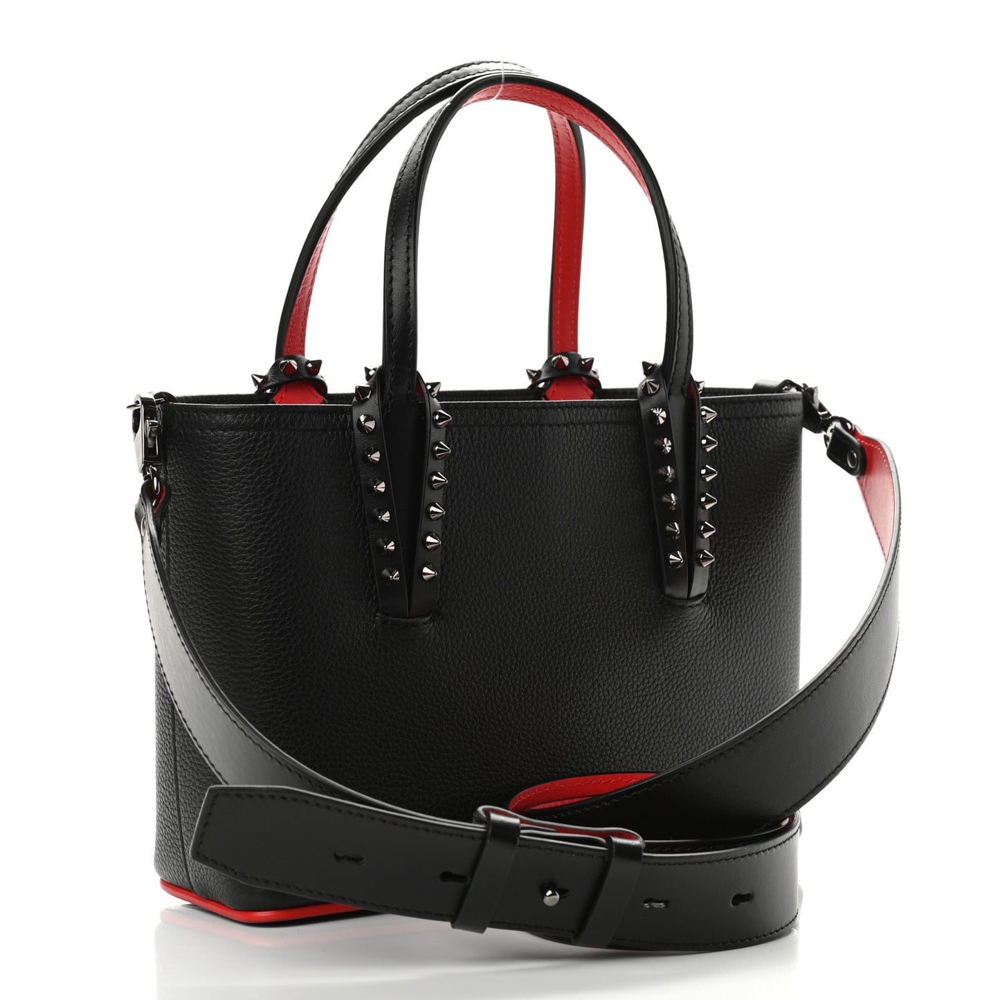 Calfskin Spikes Mini East West Cabata Tote Black