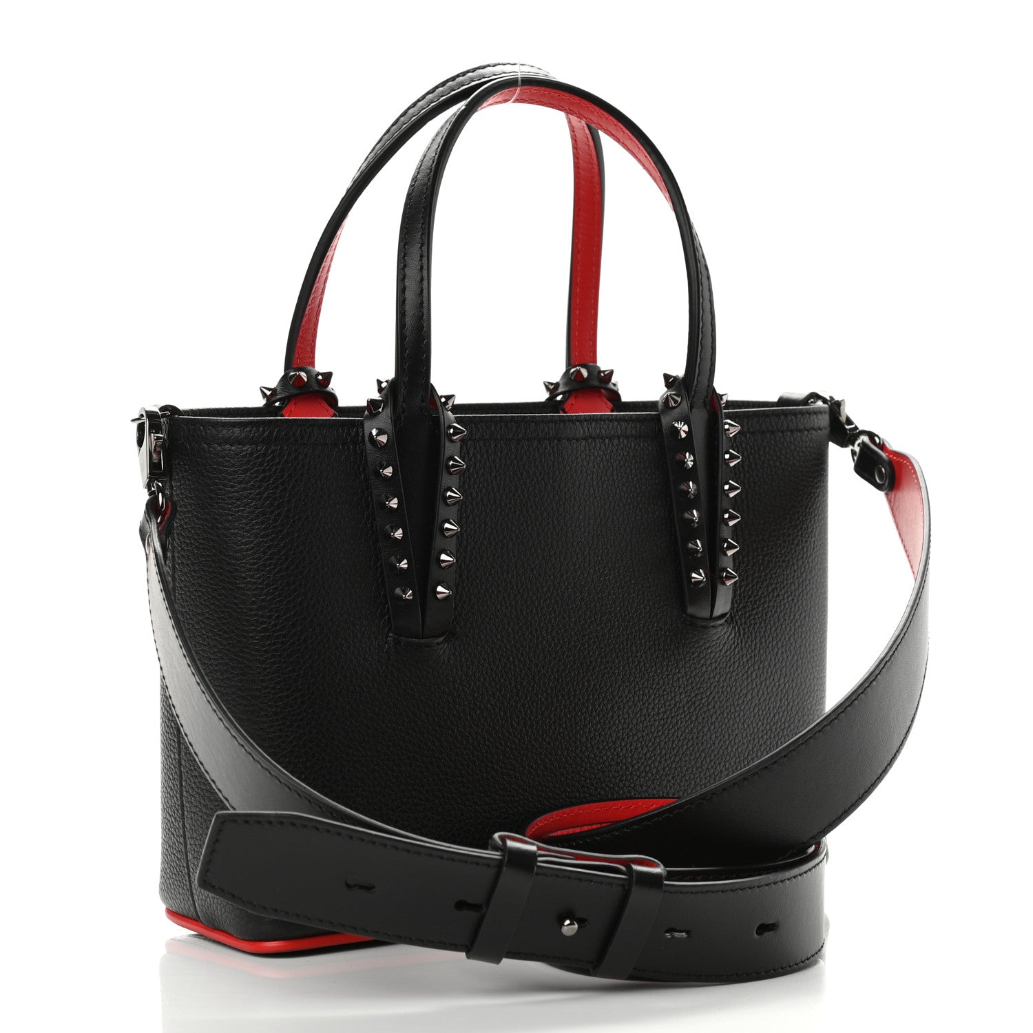 Christian Louboutin Calfskin Spikes Mini East West Cabata Tote Black 3 of 10