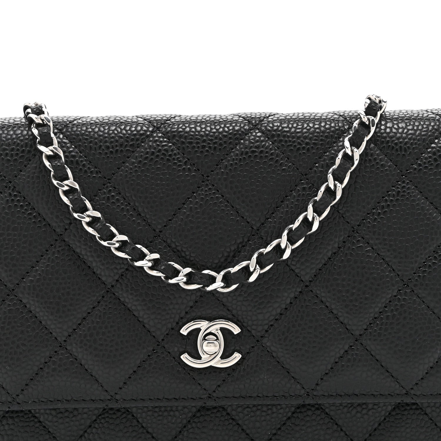 Chanel Caviar Quilted CC Turnlock Wallet On Chain WOC Black 9 of 12