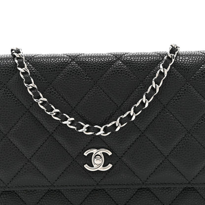 Chanel Caviar Quilted CC Turnlock Wallet On Chain WOC Black 9 of 12