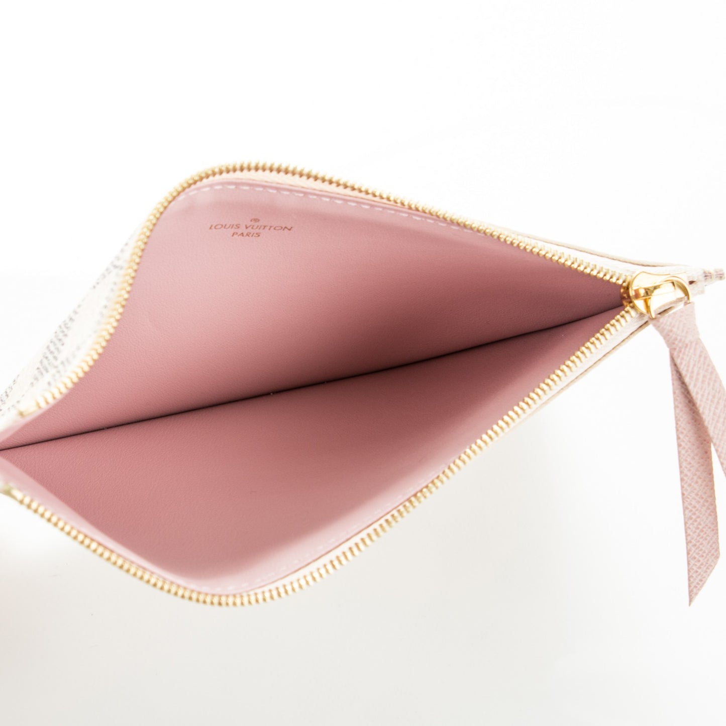 Damier Azur Felicie Chain Wallet Zippered Insert Rose Ballerine