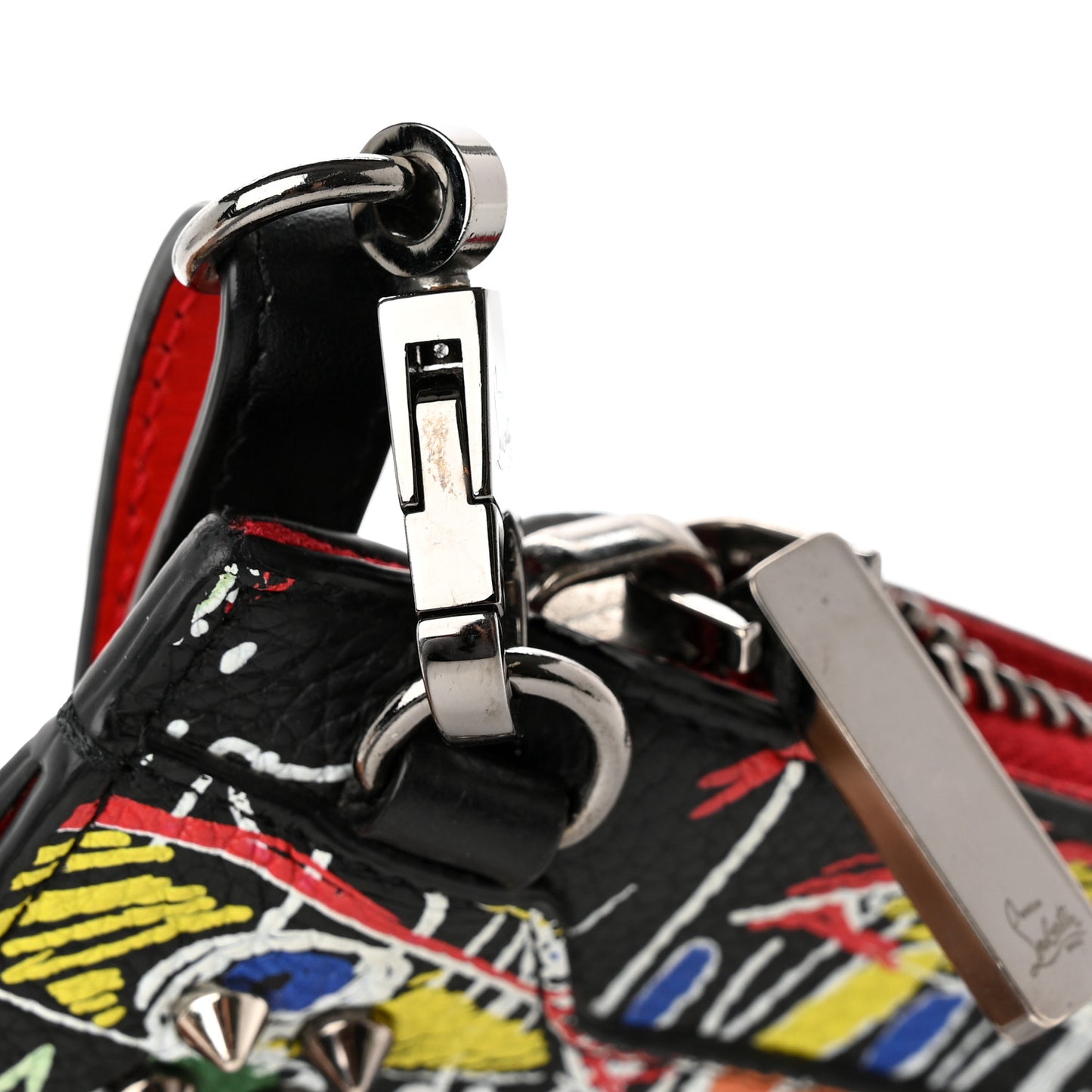 Calfskin Suede Studded Skypouch Crossbody Clutch Black Multicolor