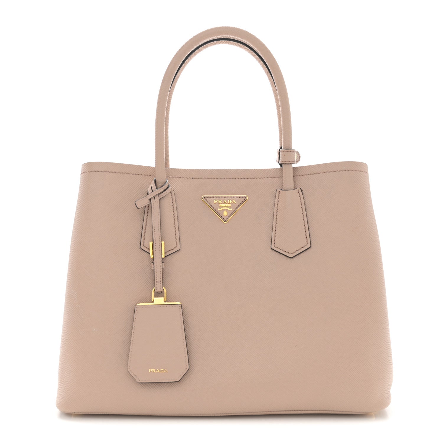 Prada Saffiano Cuir Medium Double Bag Cammeo Black 1 of 13