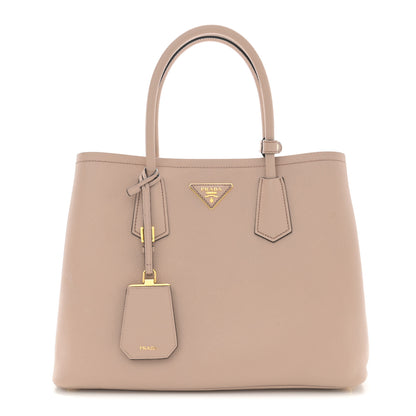 Prada Saffiano Cuir Medium Double Bag Cammeo Black 1 of 13