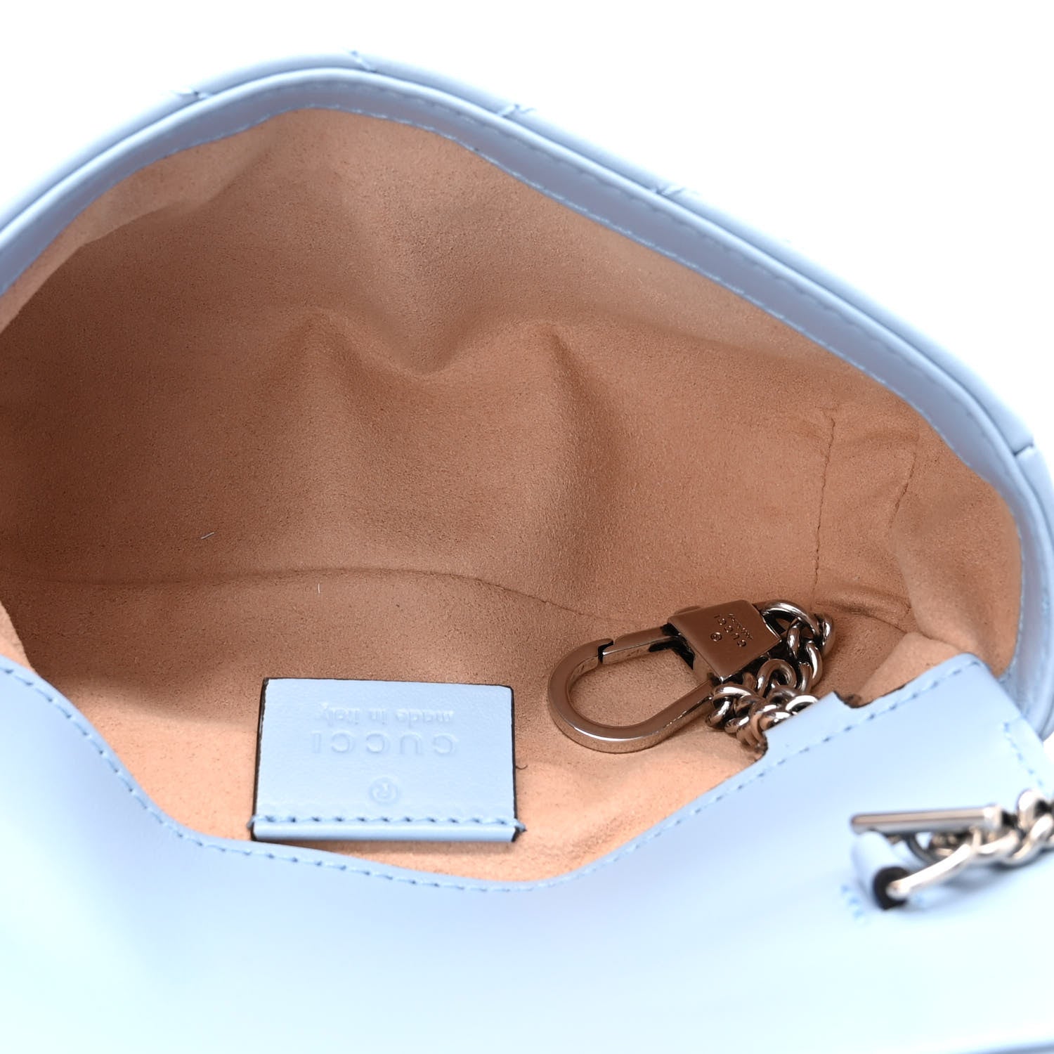 Gucci Calfskin Matelasse Super Mini GG Marmont Shoulder Bag Porcelain Light Blue 5 of 11