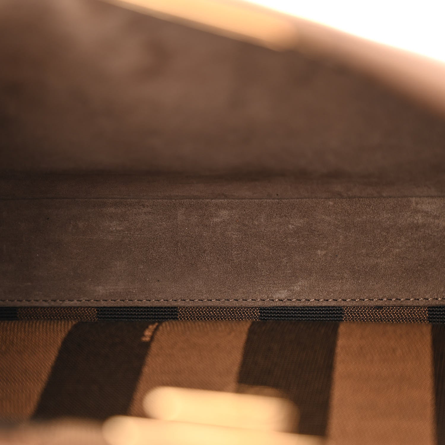 Fendi Vitello Morgan Fabric Jacquard Pequin Peekaboo Iconic Satchel Tobacco Black 6 of 13