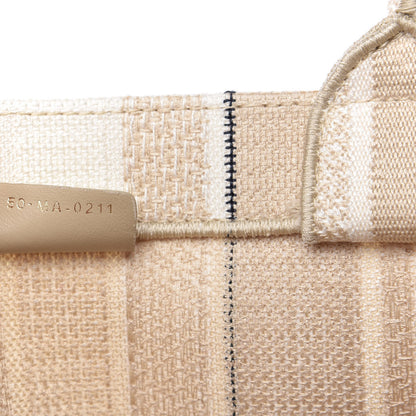 Christian Dior Canvas Embroidered Large Stripes Book Tote Beige 9 of 10