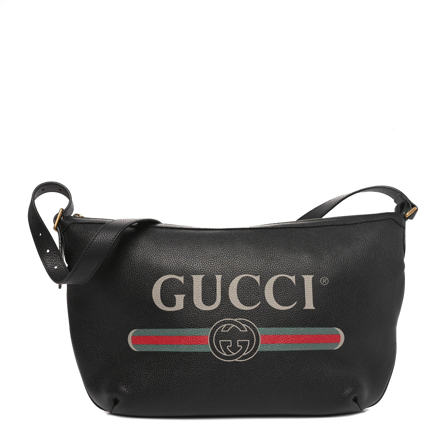 Gucci Grained Calfskin Logo Half Moon Hobo Black 1 of 10