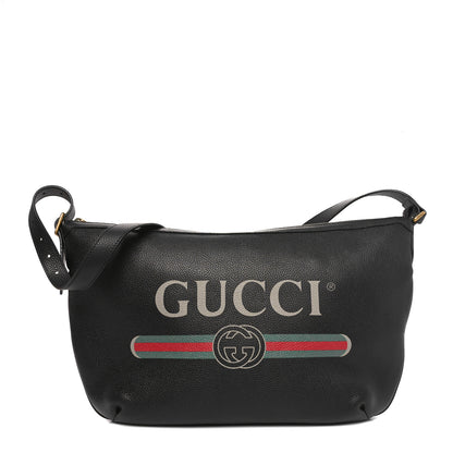Gucci Grained Calfskin Logo Half Moon Hobo Black 1 of 10