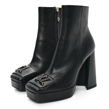 Louis Vuitton Calfskin Shake Platform Ankle Boots 38 Black 3 of 8