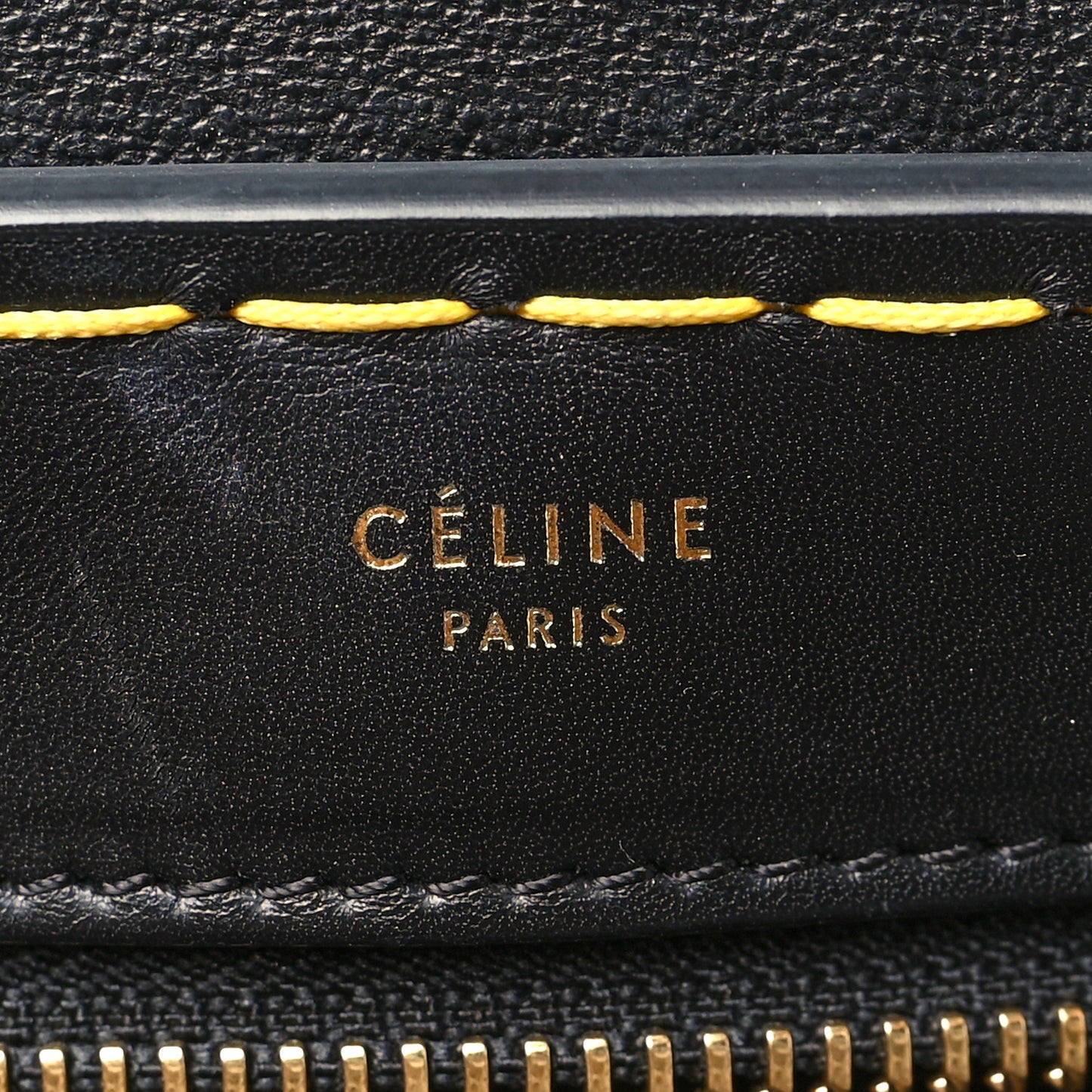 Smooth Calfskin Yellow Stitching Medium Trapeze Black
