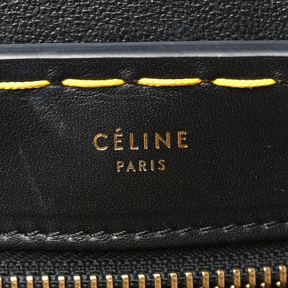 Celine Smooth Calfskin Yellow Stitching Medium Trapeze Black 6 of 10