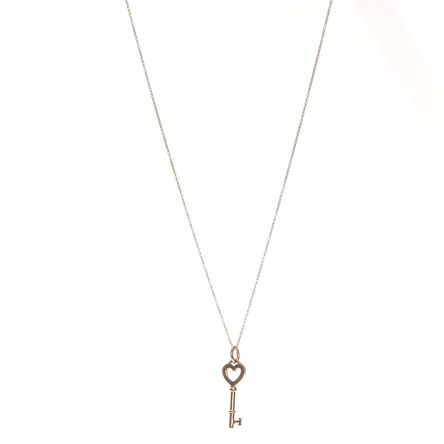 18K Yellow Gold Mini Heart Key Pendant Necklace