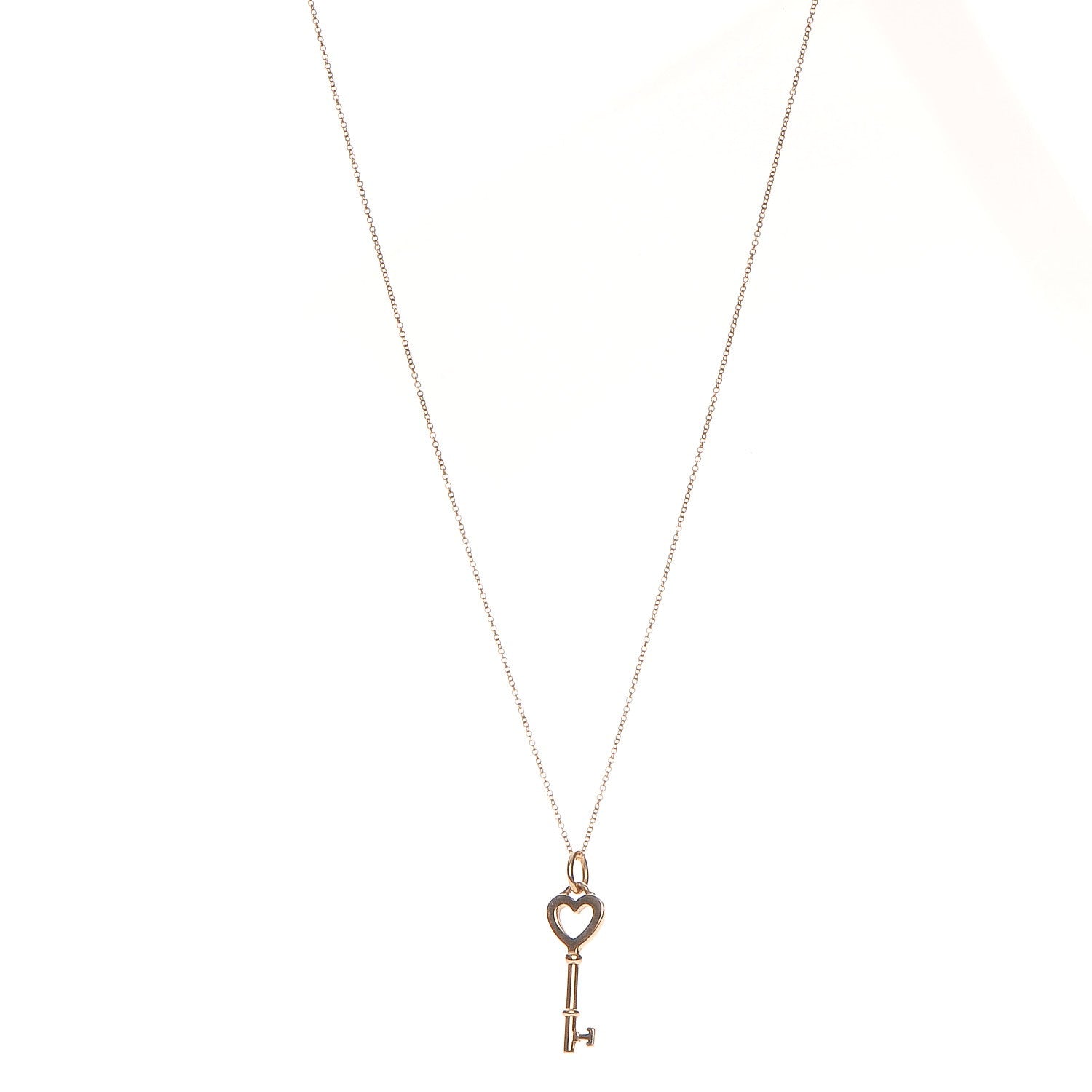 Tiffany 18K Yellow Gold Mini Heart Key Pendant Necklace 5 of 8