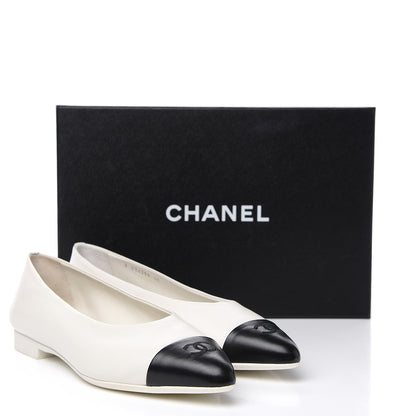 Chanel Glazed Lambskin Cap Toe Pointed Toe 40 White Black 9 of 9