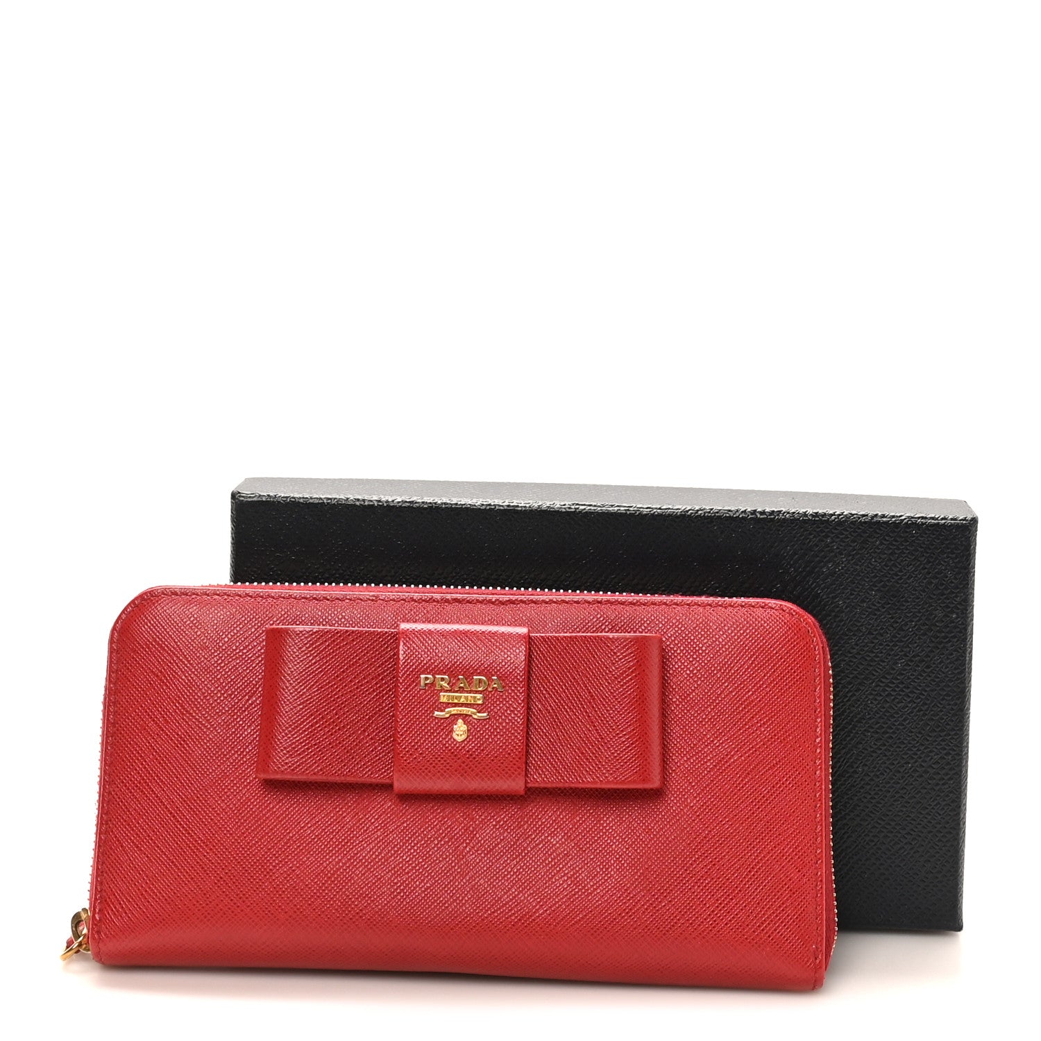Prada Saffiano Fiocco Bow Zip Around Wallet Fuoco 8 of 8