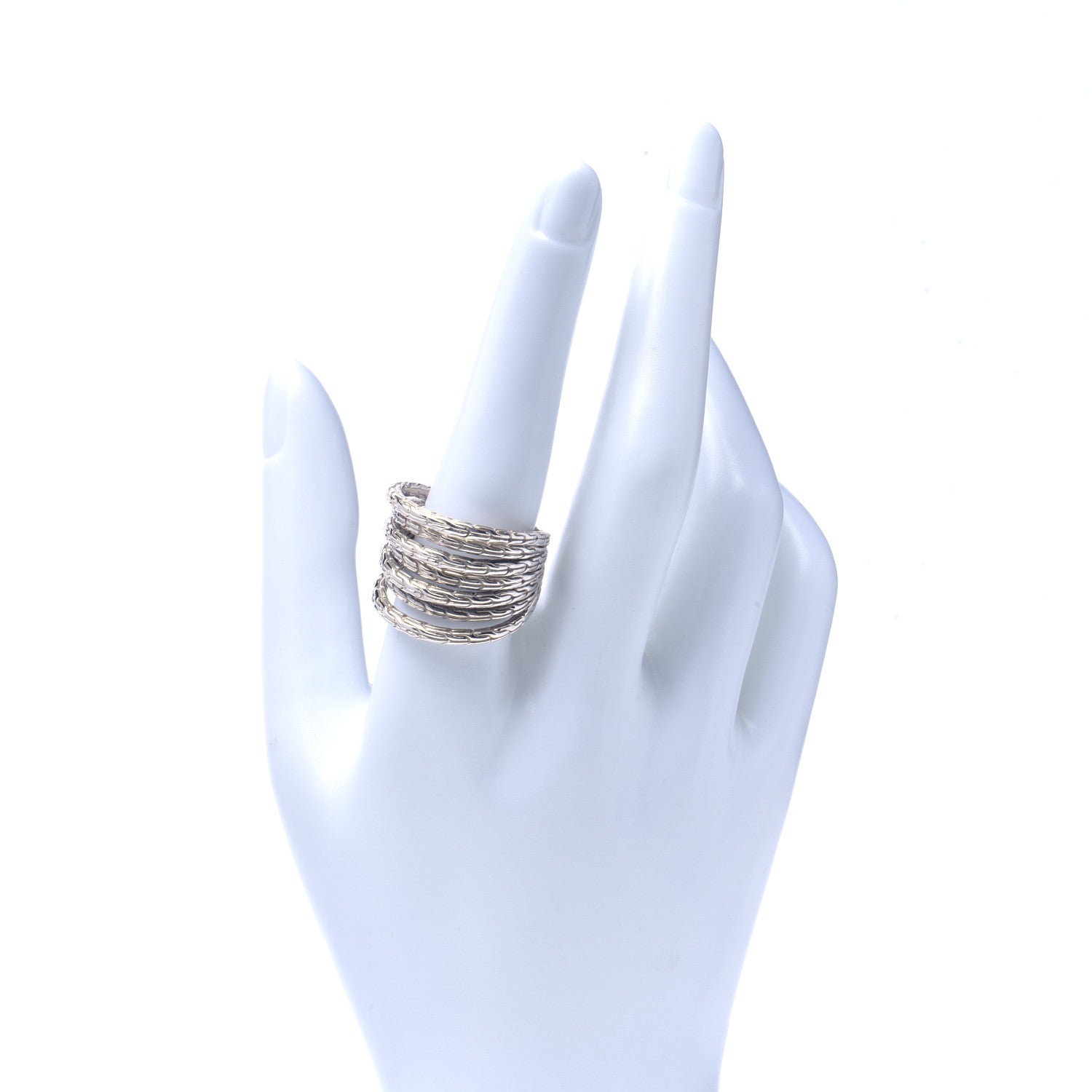 John Hardy Sterling Silver Classic Chain Multi Row Ring 10 2 of 4