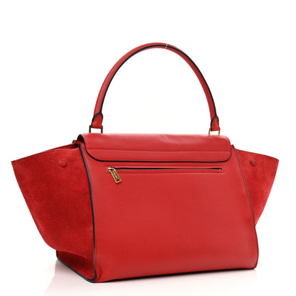 Celine Drummed Calfskin Suede Large Trapeze Coquelicot 2 of 12