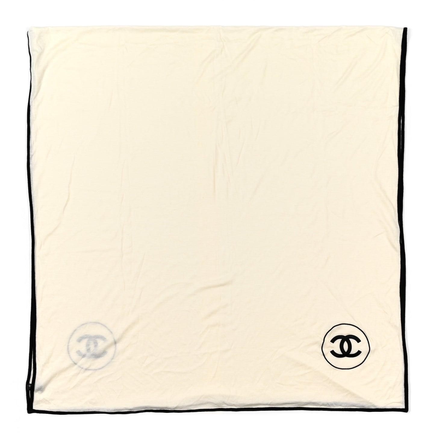 Cashmere Silk CC Stole Ivory Black
