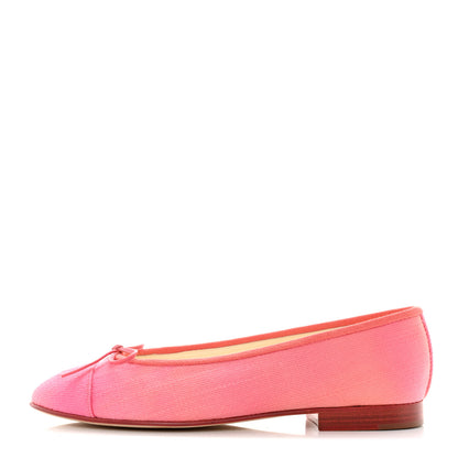 Chanel Fabric Cap Toe CC Ballerina Flats 37 Coral Pink Orange 1 of 10