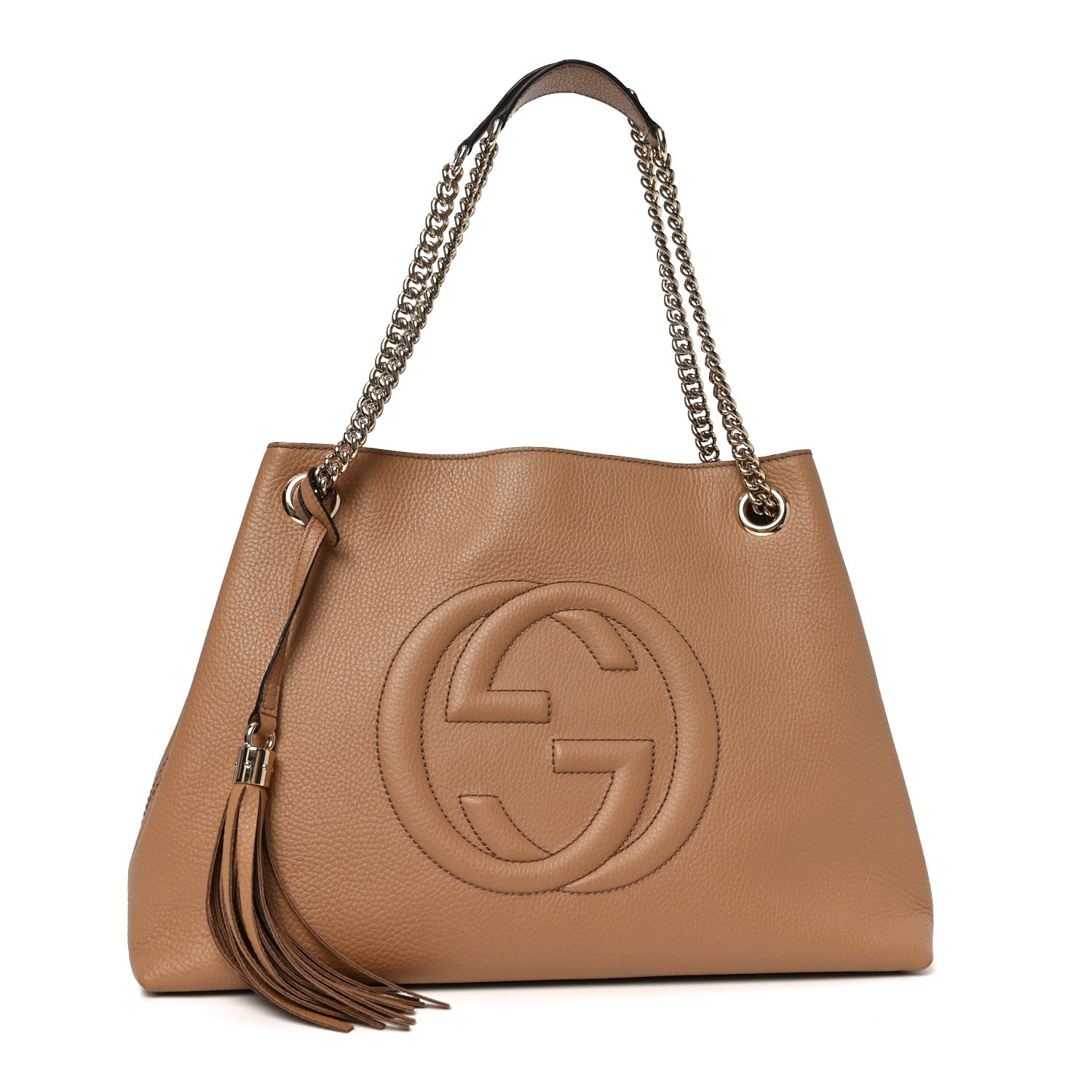 Gucci Pebbled Calfskin Medium Soho Chain Shoulder Bag Camelia 1 of 10