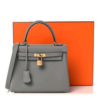 Hermes Togo Kelly Retourne 25 Gris Mouette 38 of 38
