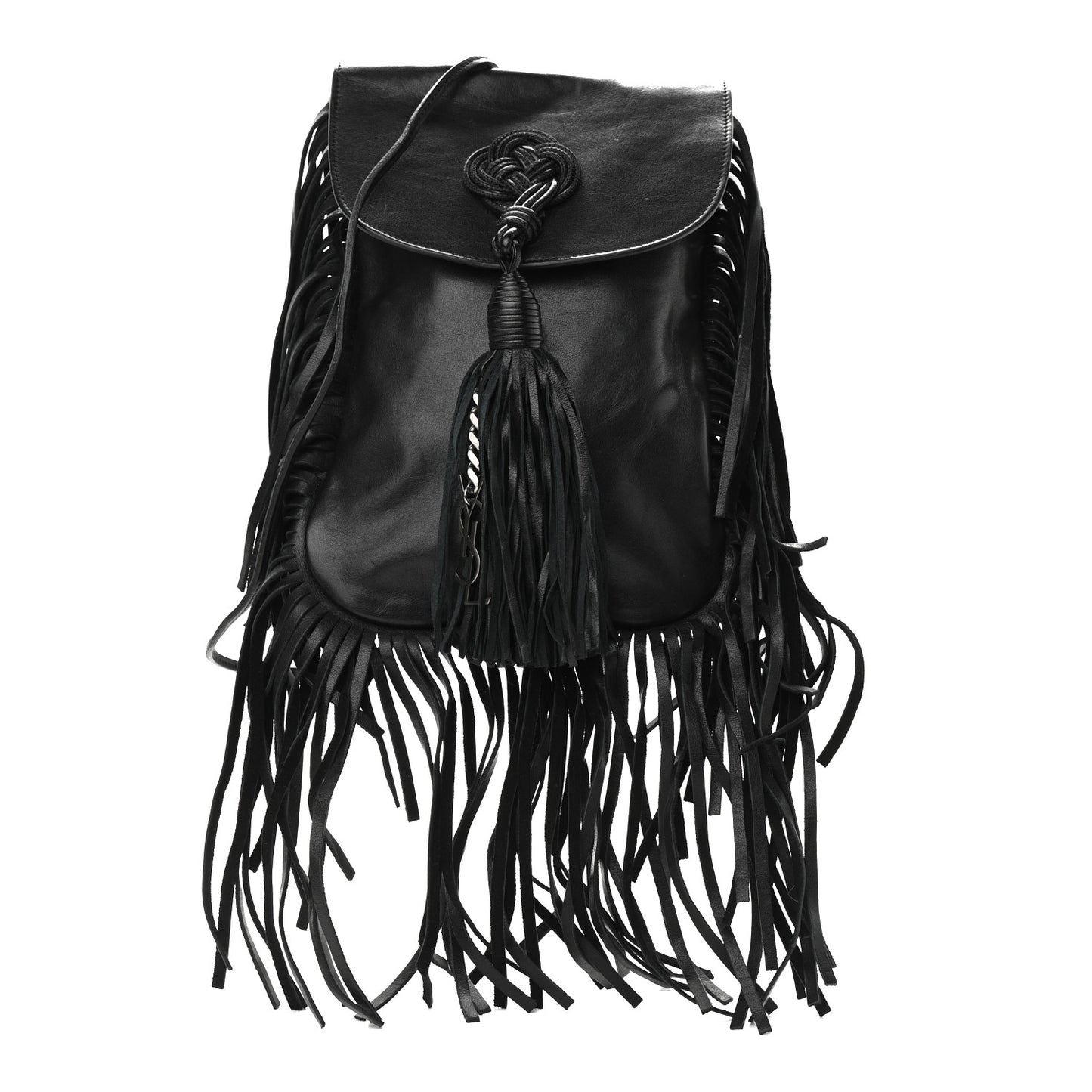 Lambskin Fringe Small Anita Crossbody Bag Black