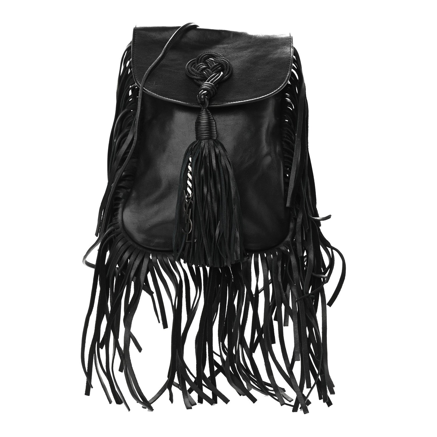 Saint Laurent Lambskin Fringe Small Anita Crossbody Bag Black 1 of 9