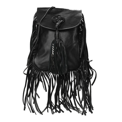 Saint Laurent Lambskin Fringe Small Anita Crossbody Bag Black 1 of 9