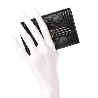 Chanel Calfskin Quilted Boy Flap Card Holder Black 2 of 9