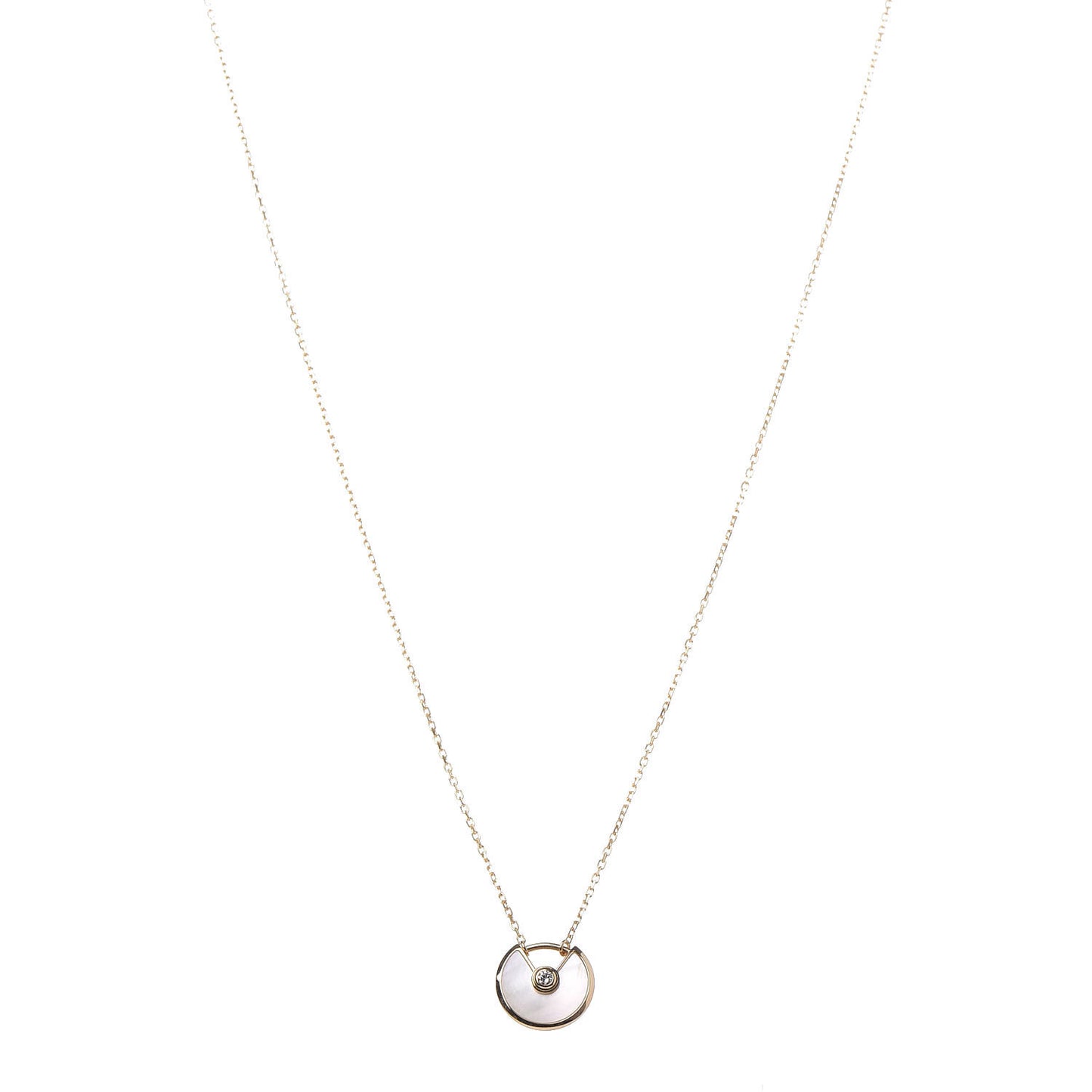 18K Yellow Gold Diamond Mother of Pearl XS Amulette de Cartier Pendant Necklace