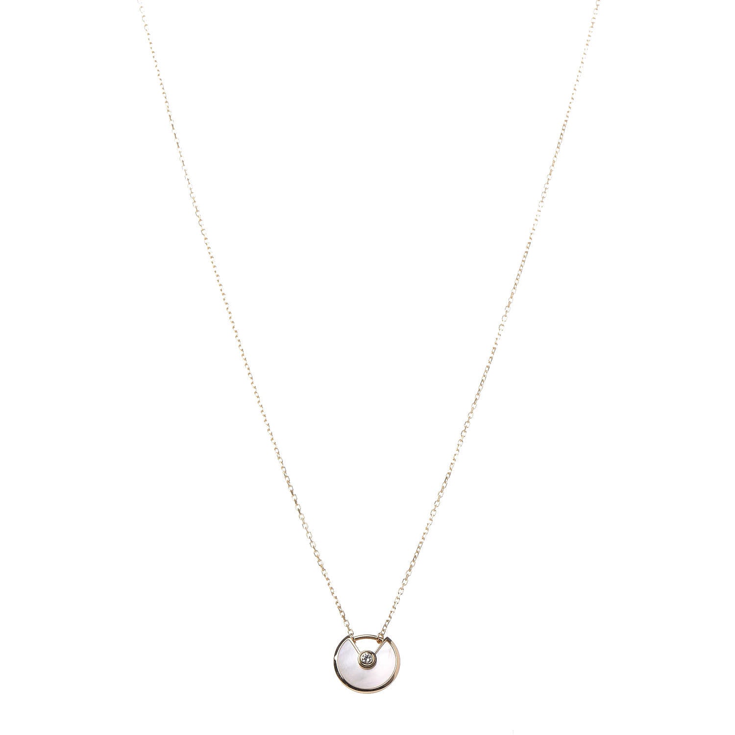 Cartier 18K Yellow Gold Diamond Mother of Pearl XS Amulette de Cartier Pendant Necklace 1 of 7