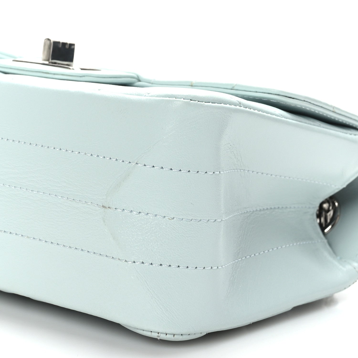 Chanel Aged Calfskin Chevron Quilted 2.55 Reissue Mini Flap Light Blue 8 of 10