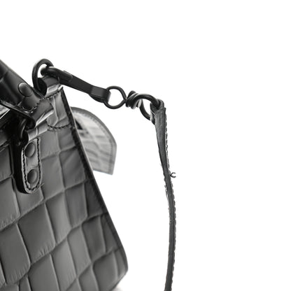 Balenciaga Semi Shiny Calfskin Crocodile Embossed Neo Classic Black Hardware Mini City Black 11 of 11