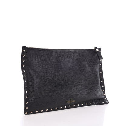 Valentino Garavani Pebbled Calfskin Large Rockstud Zip Pouch Black 3 of 8
