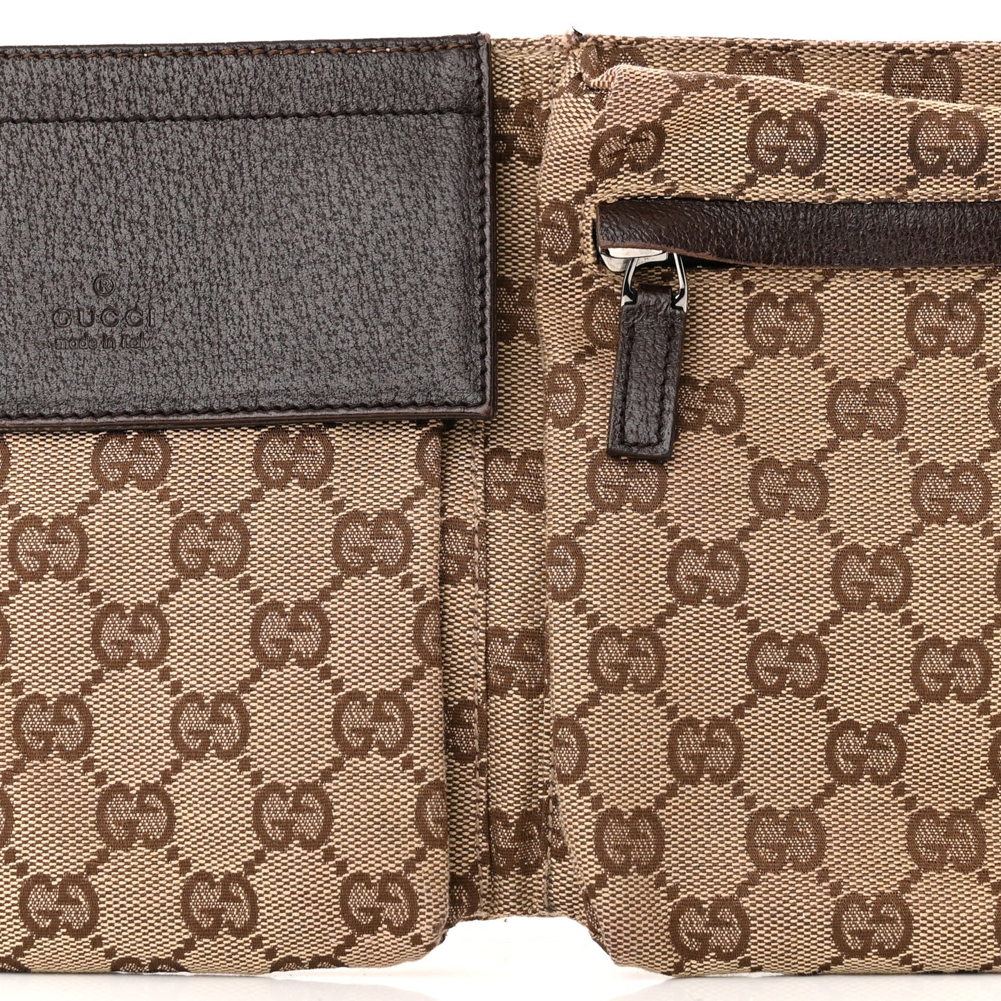 GG Monogram Web Double Pocket Belt Bag Dark Brown