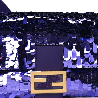 Fendi Sequin Paillettes Shiny Nappa Sex and the City Baguette Viola Purple Rain 8 of 11