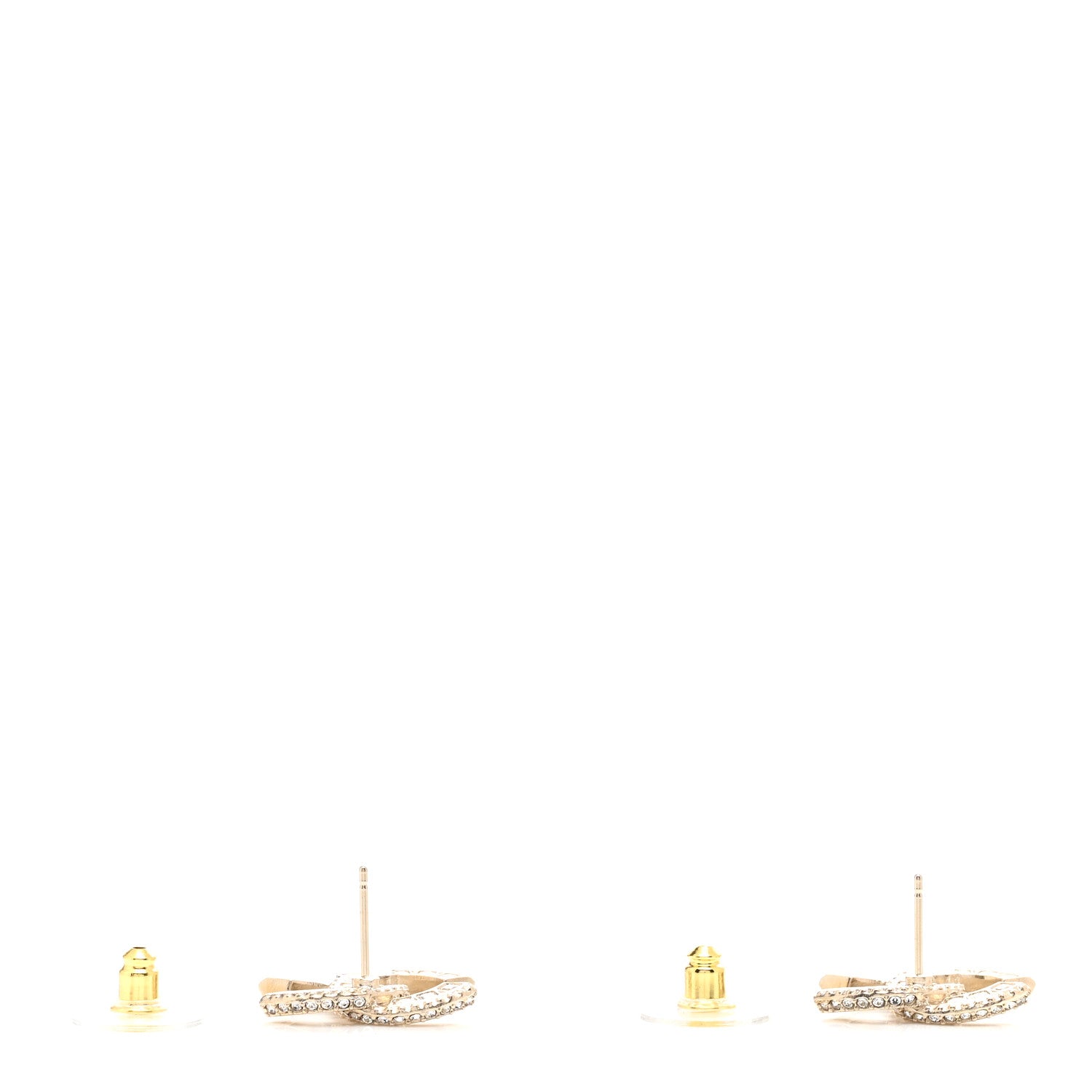 Chanel Crystal Timeless CC Earrings Light Gold 3 of 4