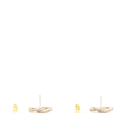 Chanel Crystal Timeless CC Earrings Light Gold 3 of 4