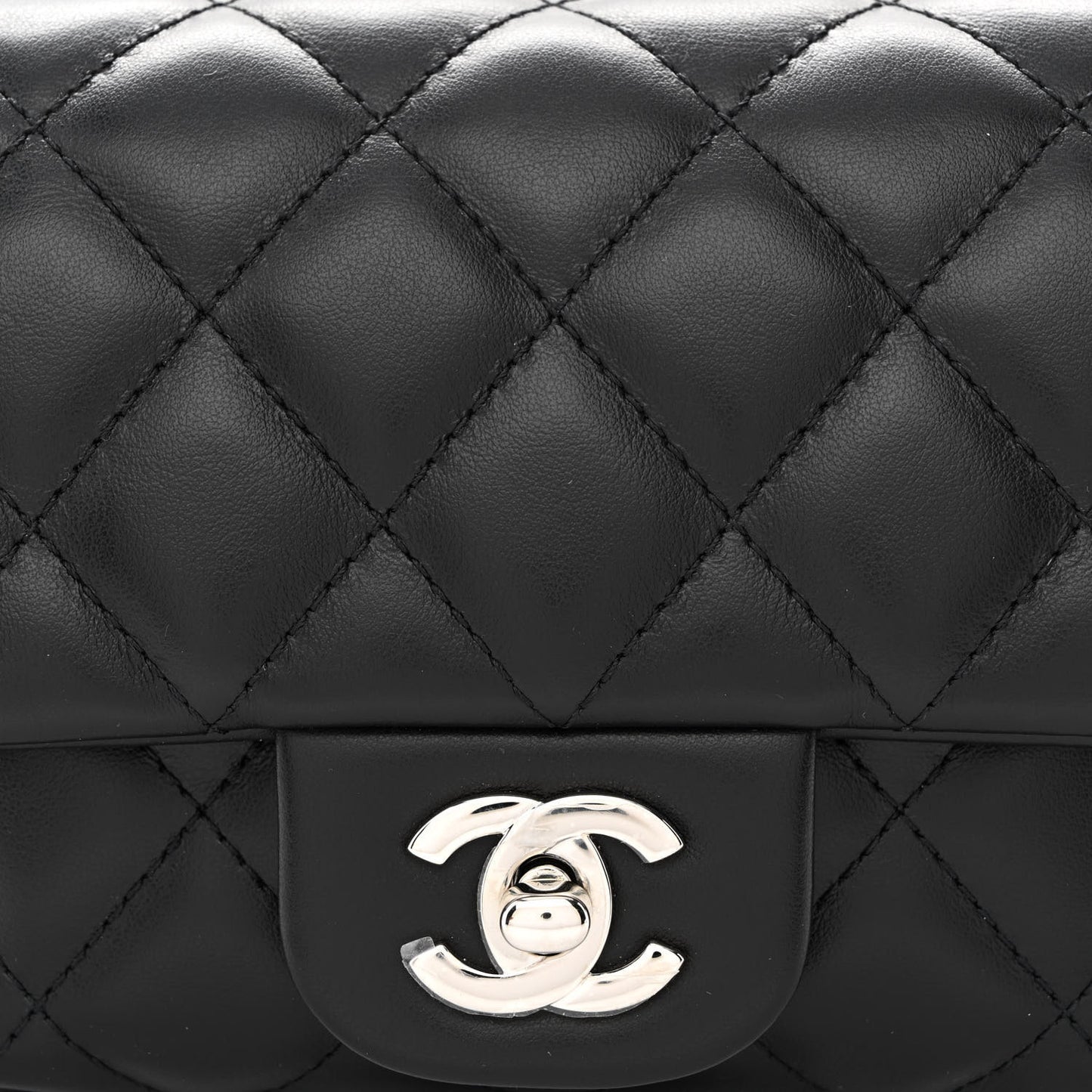 Calfskin Quilted CC Uniform Flap Belt Bag Black