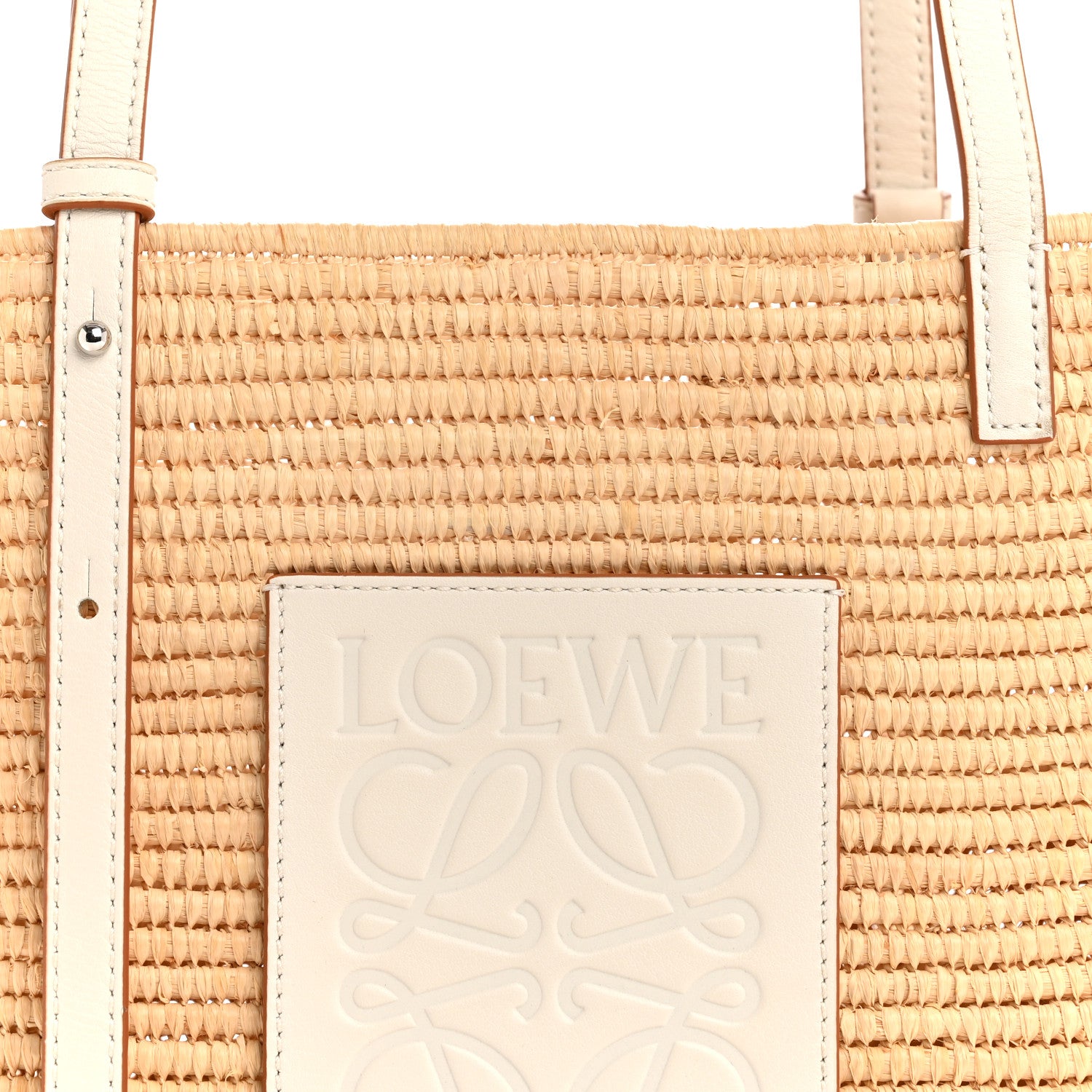 Loewe Raffia Square Small Basket Tote Bag Natural White 8 of 10
