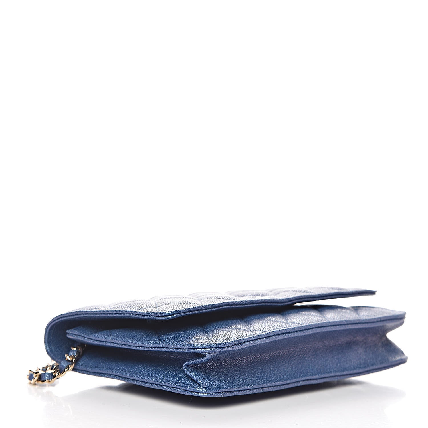 Chanel Iridescent Caviar Quilted Wallet On Chain WOC Dark Blue 4 of 11