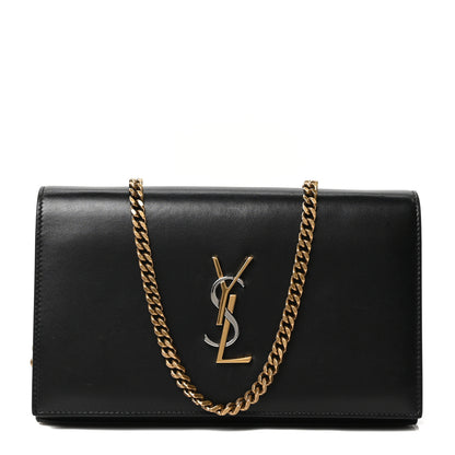Saint Laurent Smooth Calfskin Tri-Metal Cassandre Wallet On Chain WOC Black 1 of 9