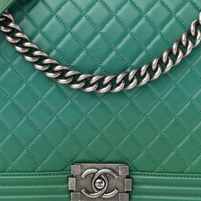 Chanel Lambskin Quilted Large Boy Flap Green 8 of 16