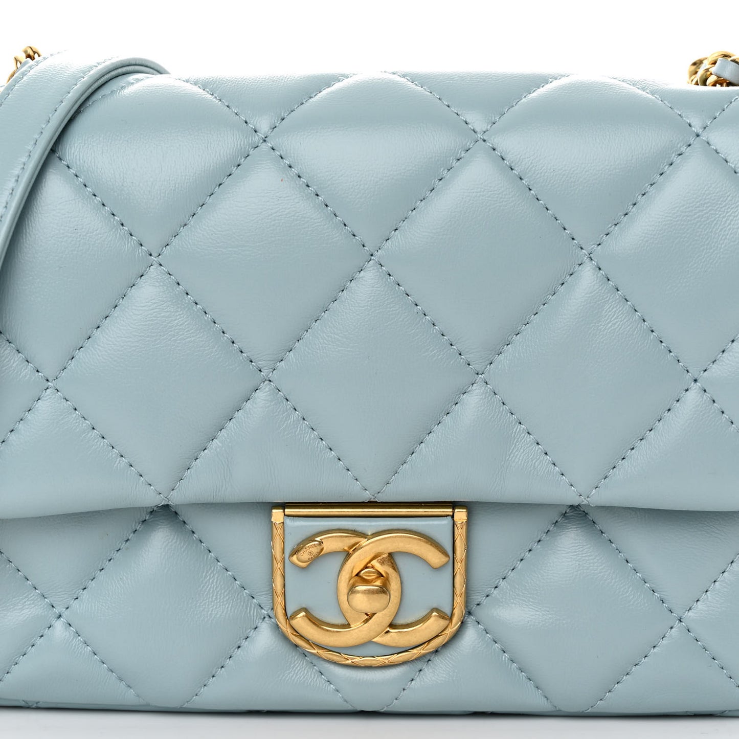 Lambskin Quilted Mini Flap Light Blue