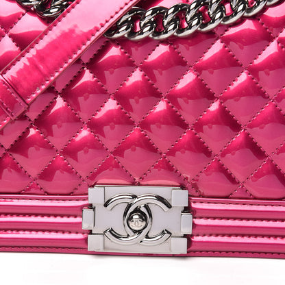 Chanel Metallic Patent Calfskin Quilted Medium Boy Flap Pink 9 of 11