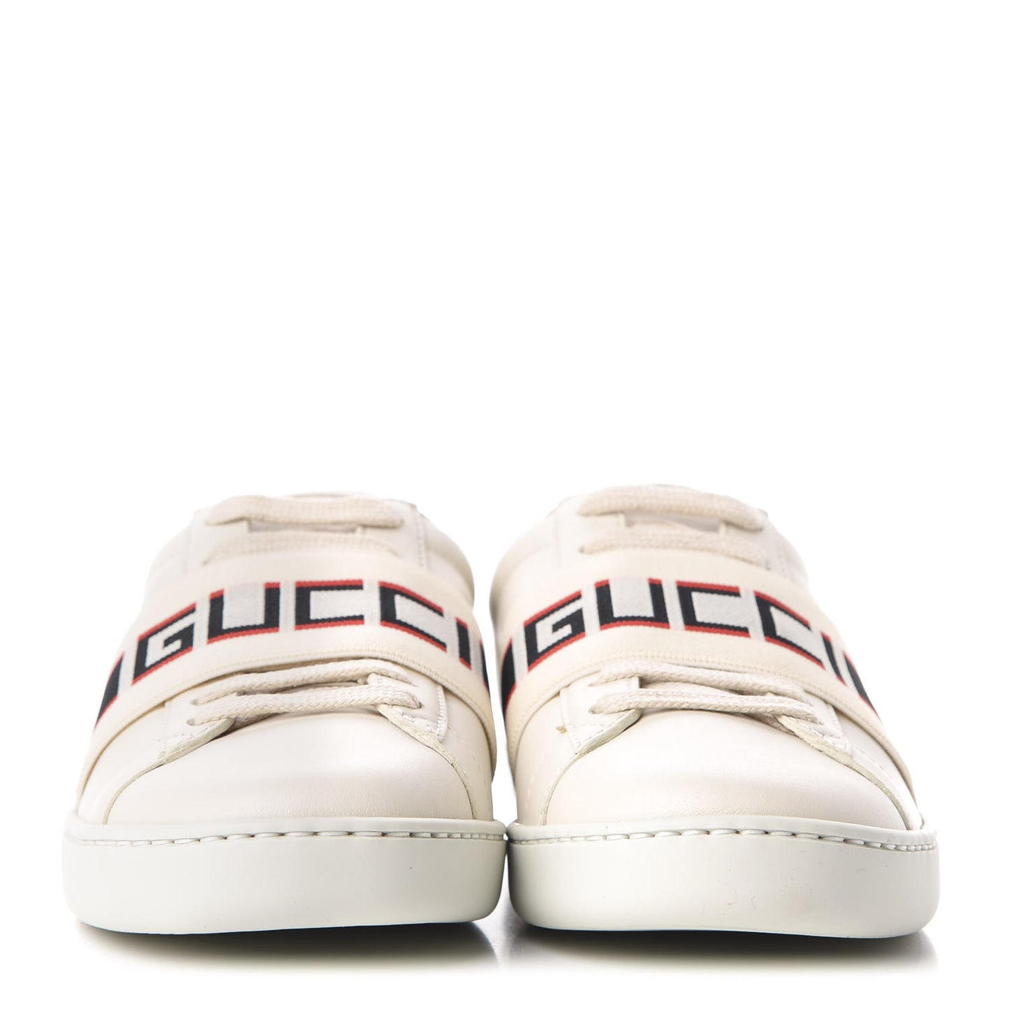 Calfskin Stripe Womens New Ace Sneakers 35 New Mystic White Ecru Red Flame