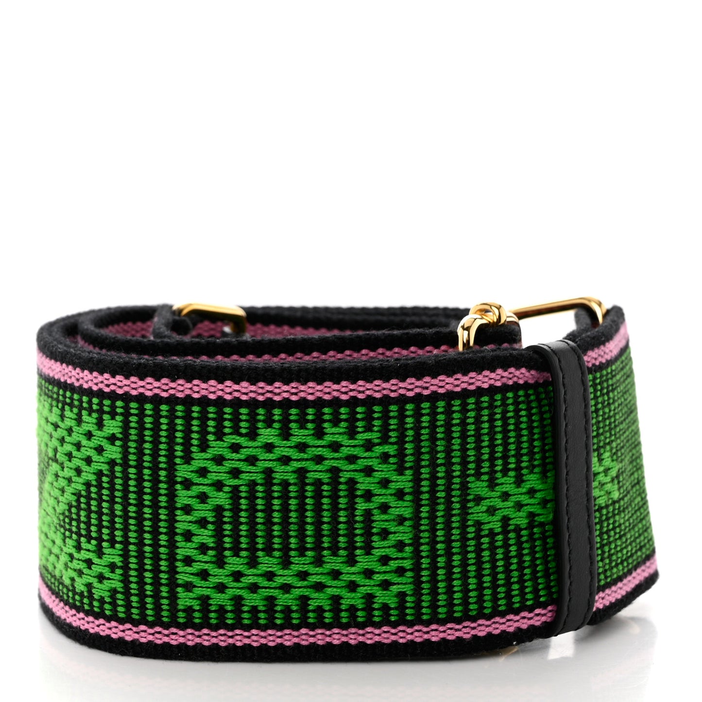 Cannete Ribbon Poly Vitello Century Logo Adjustable Strap You Rosa Antico Verde Black