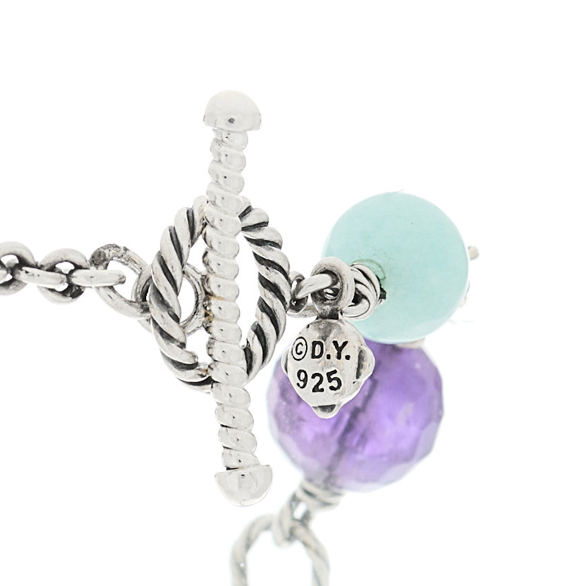 Sterling Silver Multi Gemstone Elements Station Necklace